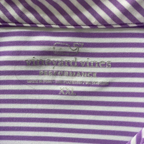 Vineyard Vines Polo Striped Shirt Men 2XL Purple Performance Stretch Golf XXL - Picture 4 of 6